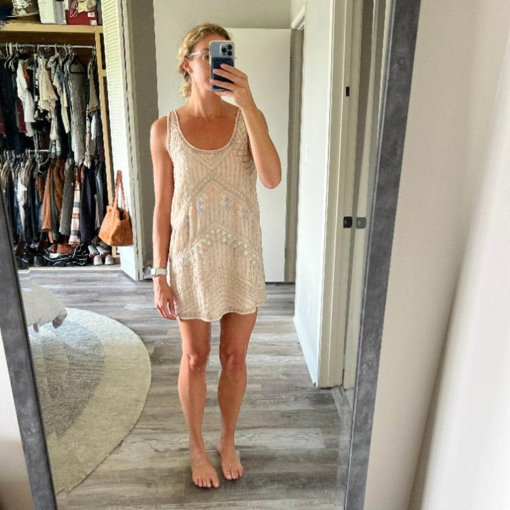 Free People Cream Mini Dress